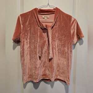 Madewell Rusty Orange Velvet Short Sleeve Top